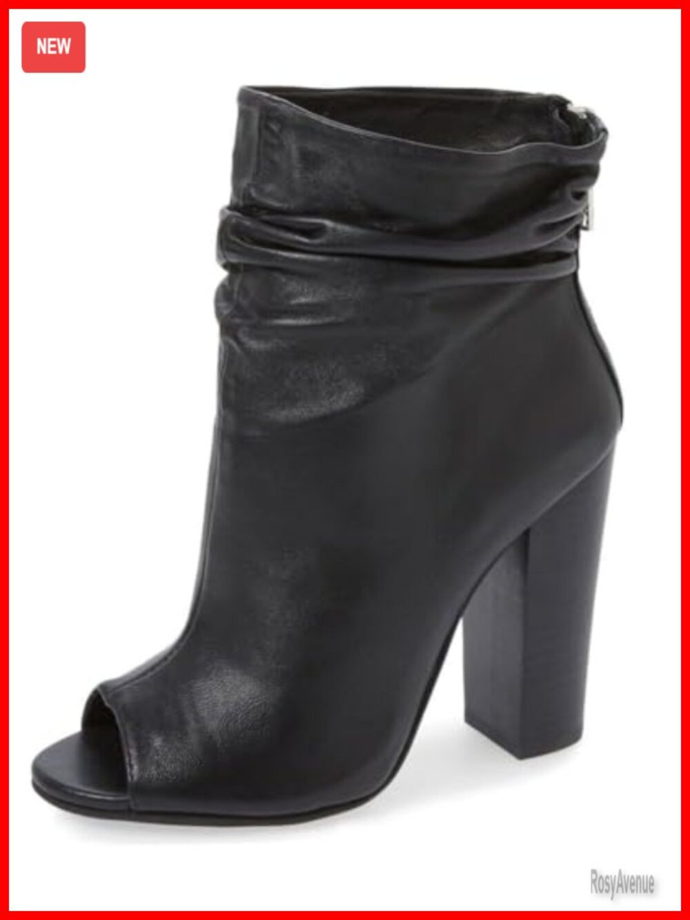 Women's Peep Toe Slouch Ankle Boots Chunky Stacked Heels Faux Leather Party